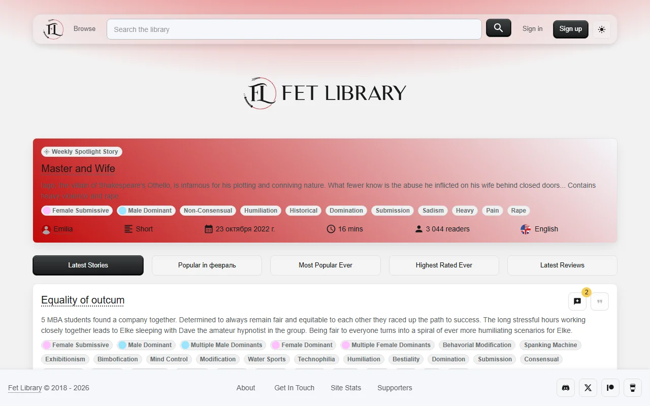 Screenshot: Thefetlibrary Screenshot of Thefetlibrary